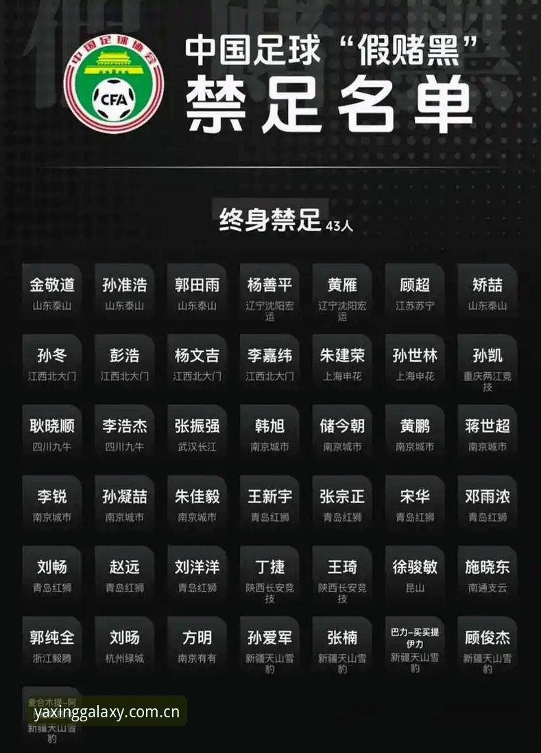 亚星安卓下载iOS版 终身禁赛vs五年禁赛:中国足协第三批禁足名单的全面对比与深度分析